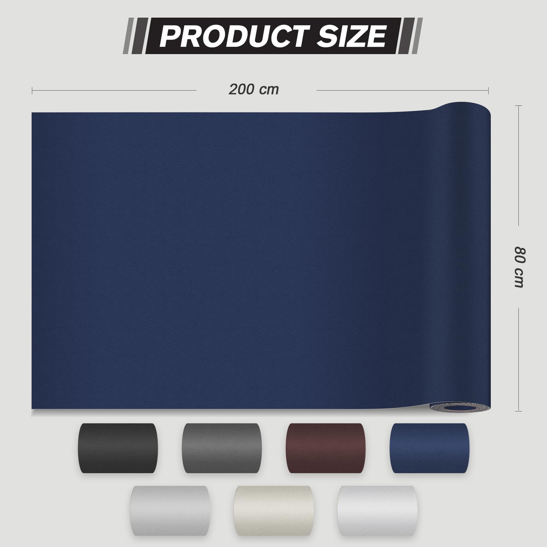 Pelle Adesiva per Riparazioni Autoadesivo, 80 x 200 cm Patch di Riparazione in Pelle,Ecopelle Adesiva per Divani, Sedili Auto, Mobili, Borse, Giacche （Liscio Blu navy）