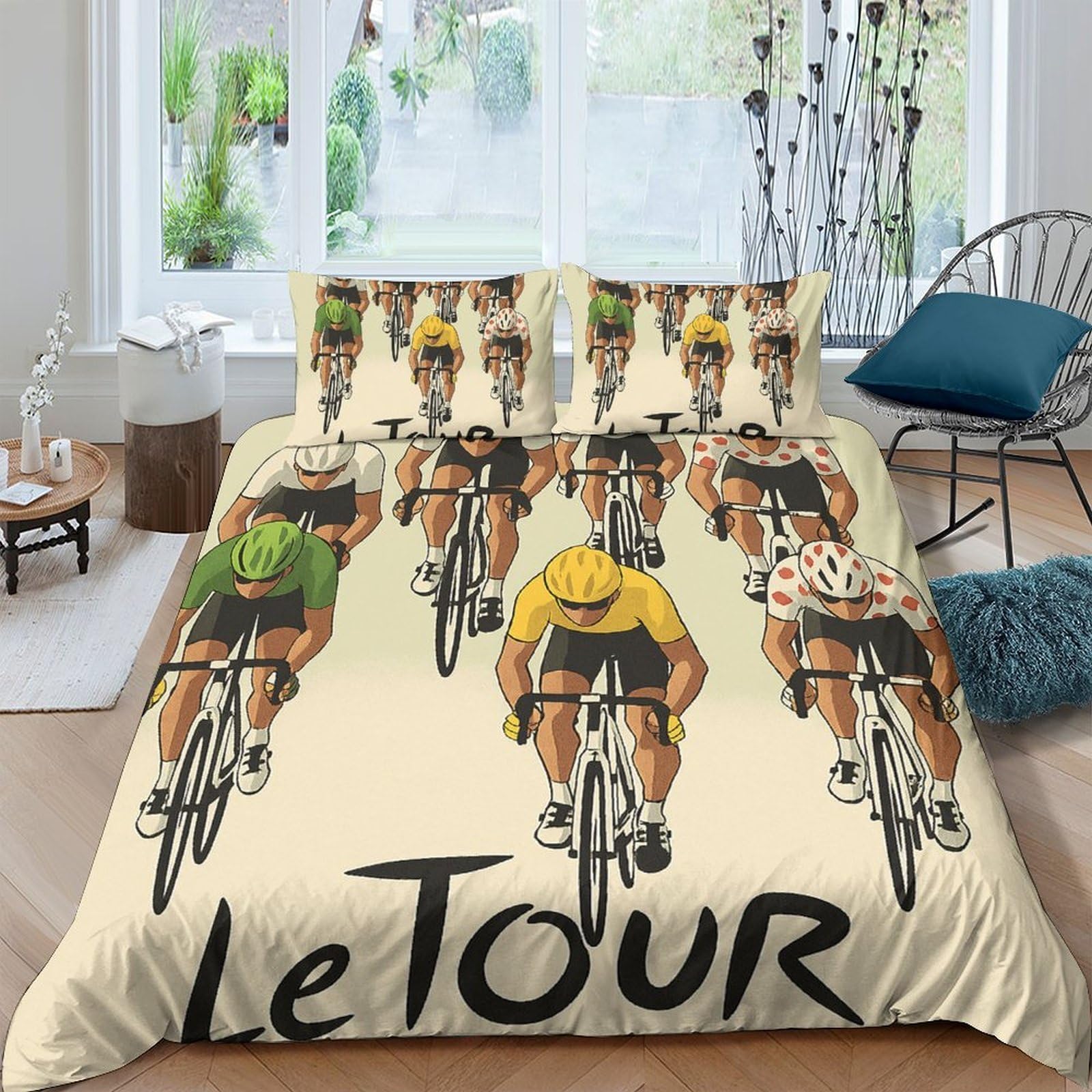 Ctjqhvkz Style-2 3D Printed Cycling Race Fitted Sheet Microfiber Breathable Tour De France Bed Cover For Bedroom Dorm Mattress Protection Decor Single（135X200cm）