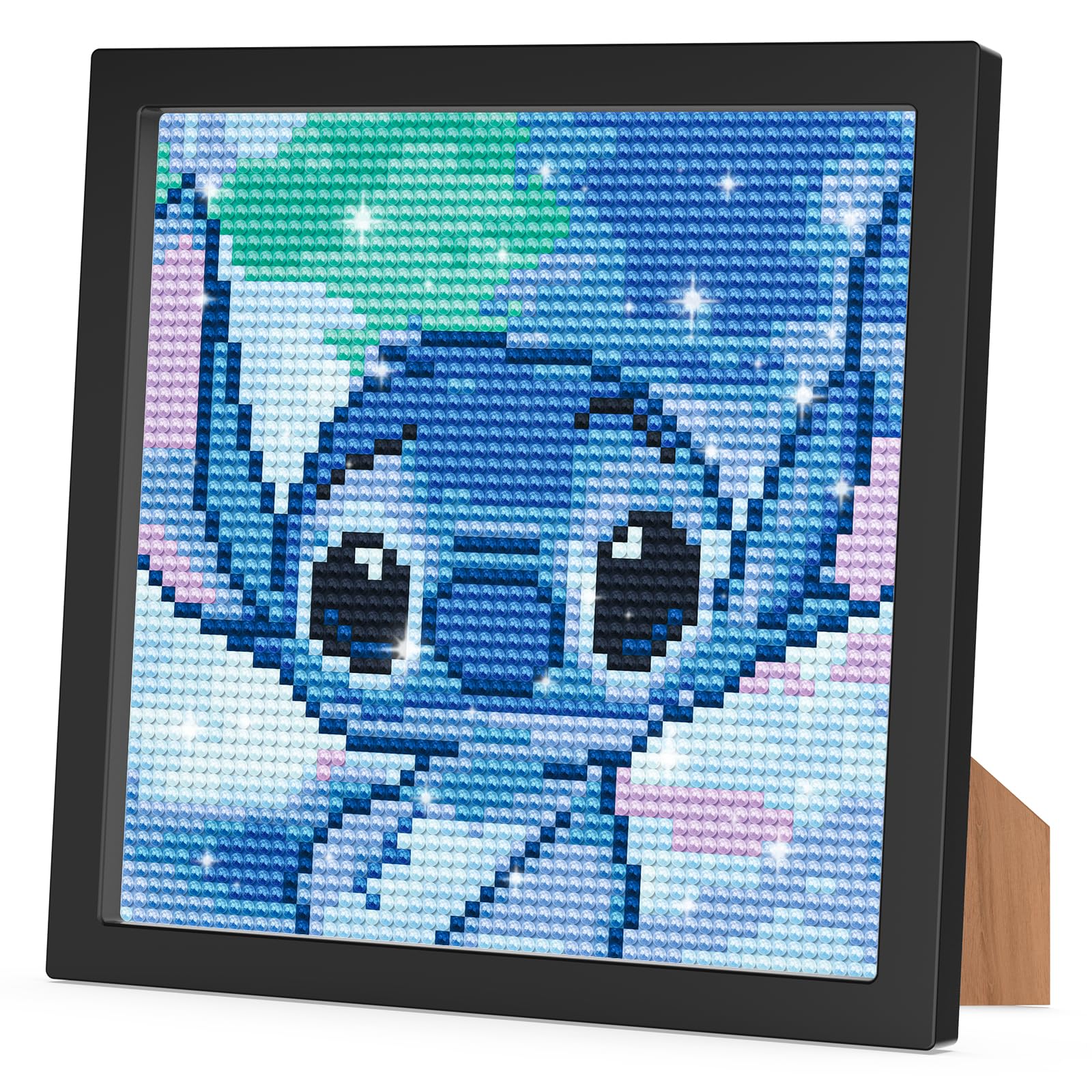 MOBDEA Stitch Diamond Art Kits for Kids, Round Full Diamond Art Cartoon Kits with Frame Gem Art Crafts Kits, Easy Diamond Art Crystal Art Kits for Girls Beginner 7x7 in