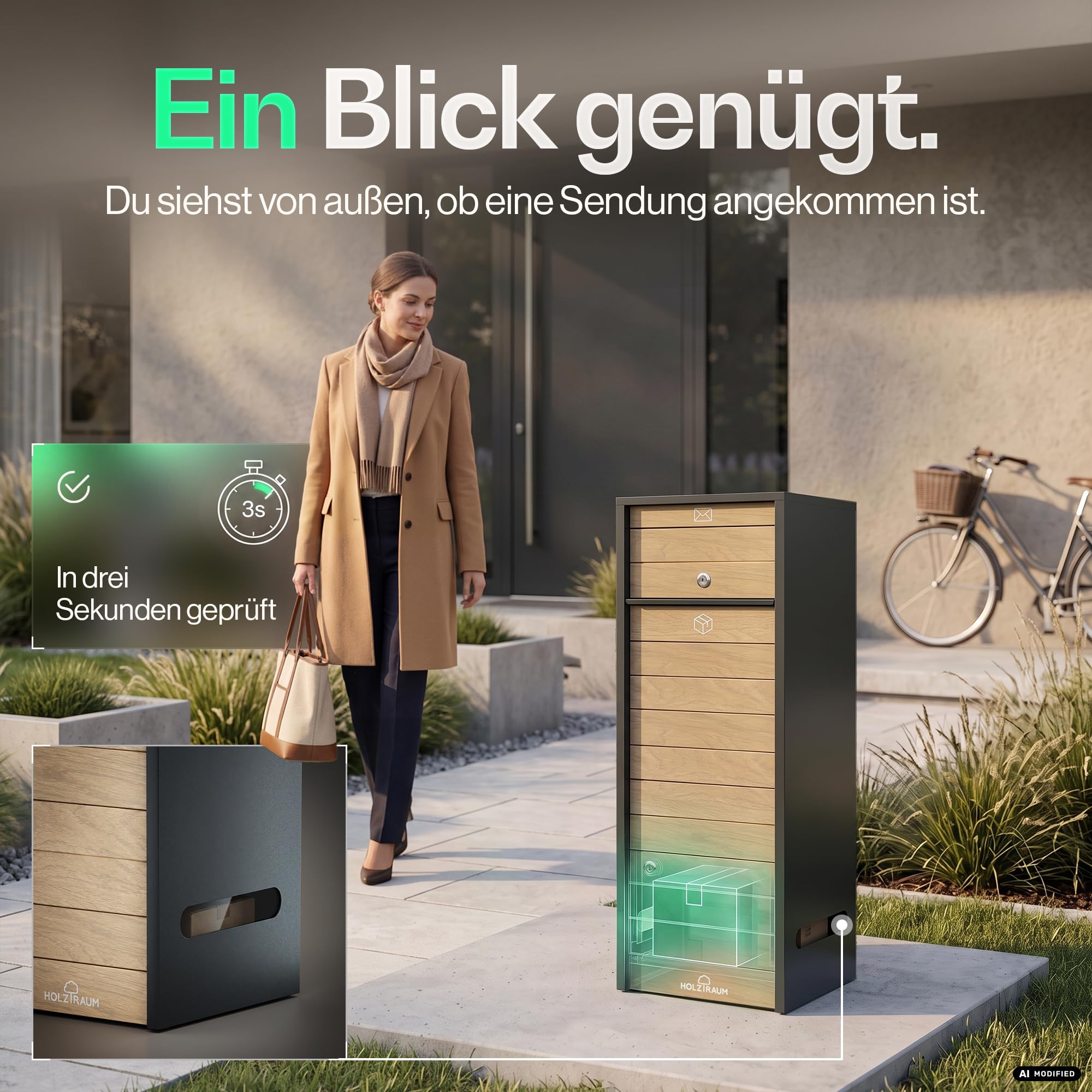 Paketbox, Briefkasten mit Paketfach, Paketbox draußen groß XXL