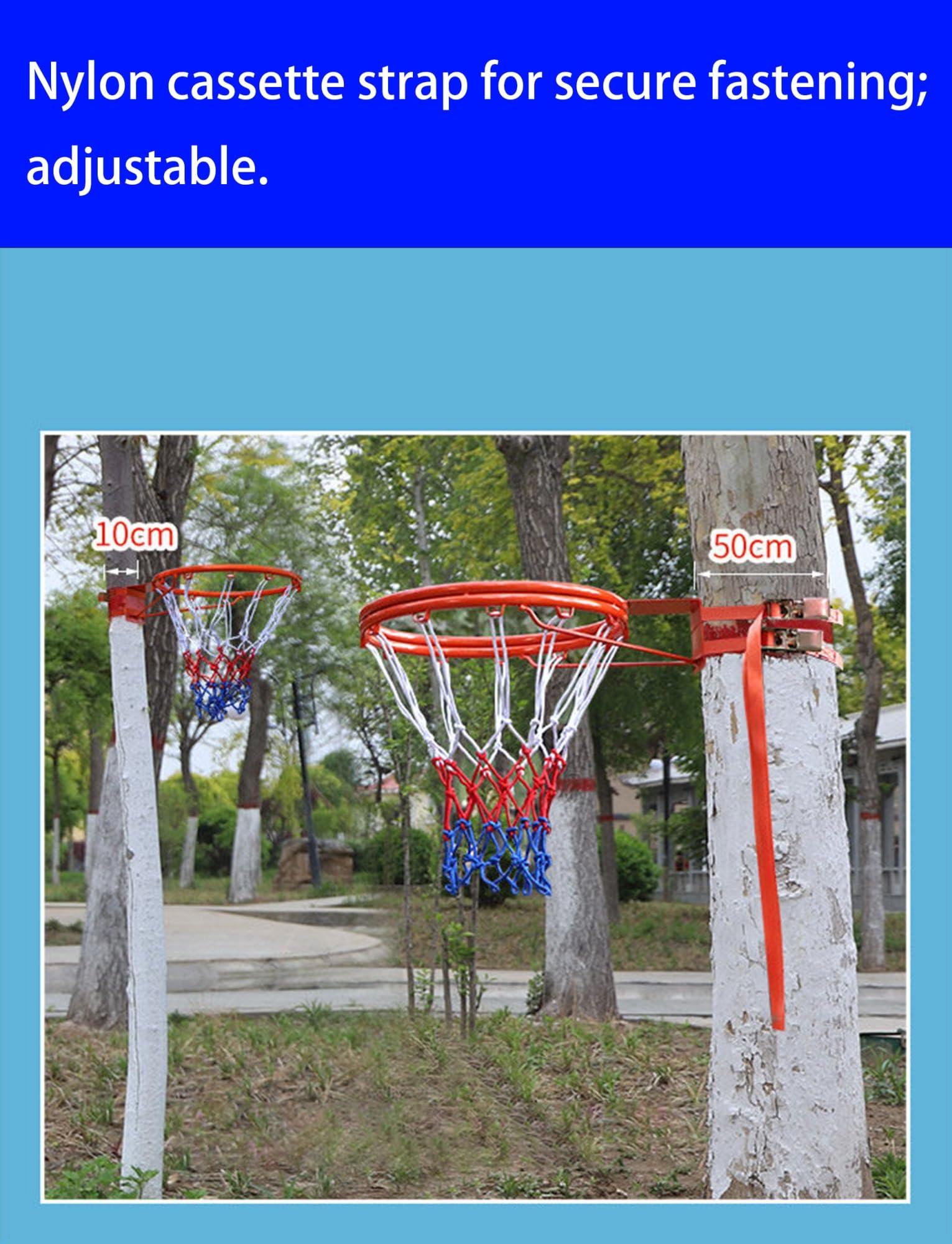Canestro da Basket in Acciaio da Parete con Cinghie Regolabili, Struttura Portatile per Tirare a canestro, Supporto Robusto per Giocare all'aperto e al Chiuso.
