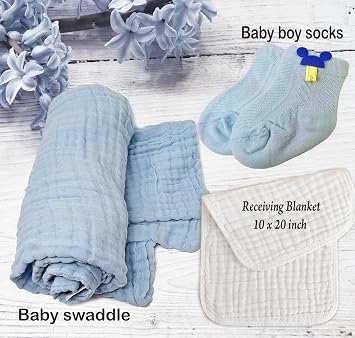 New Baby Boy Gift Basket | Unique Gift Set for a NEW MOM Light Blue Baby Gift Set. Welcome Baby Care Package All w/Newborn Essentials Bundle for Expecting Moms Baby Shower, After Labor Gift