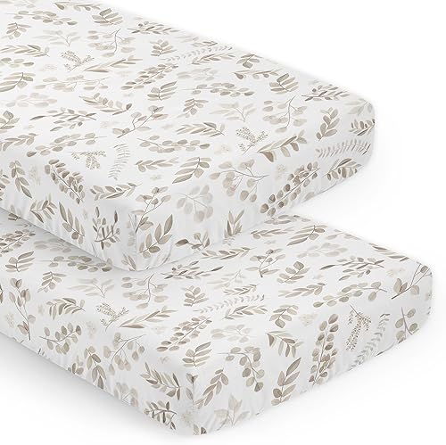 Sweet Jojo Designs Juego de sábanas ajustables para cuna de bebé neutra con hojas florales para bebé, recién nacido, cuarto de bebé, colchón