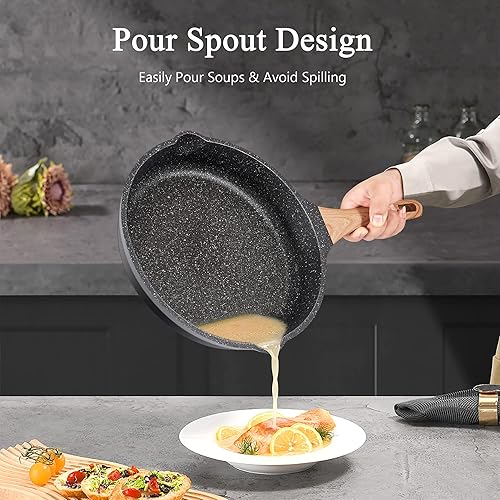 Miniatura 4 de Juego de sartenes antiadherentes con tapas, juego de sartenes de granito, juego de sartenes para tortilla de huevo para cocinar, juego de utensilios