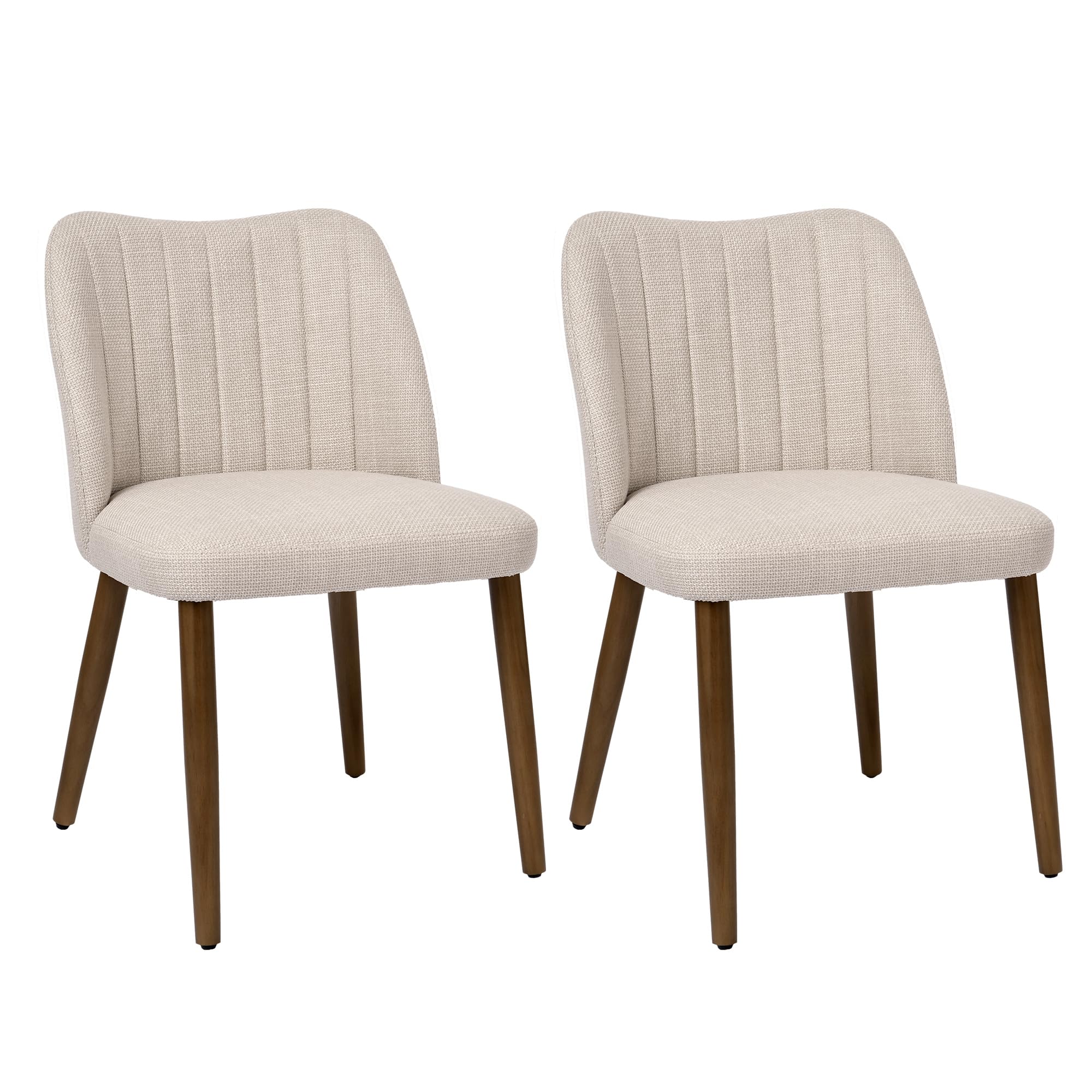 Duhome Esszimmerstuhl 2er Set Leinenstuhl Gepolstert mit Holzbeinen Modern Küchenstuhl für Esszimmer Wohnzimmer Küche, Beige
