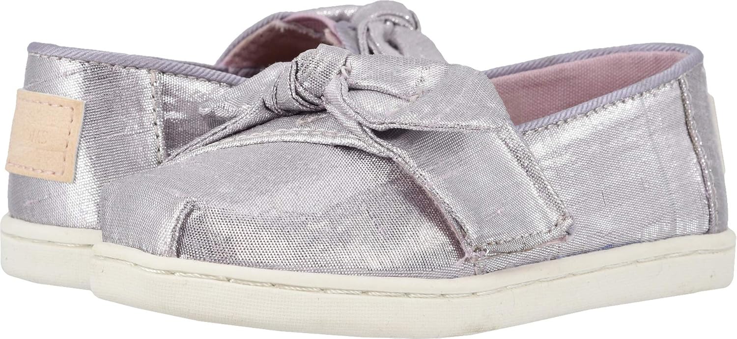 TOMS Kids Girl's Alpargata (Toddler/Little Kid) Burnished Lilac Metallic Shantung/Bow 5 Toddler