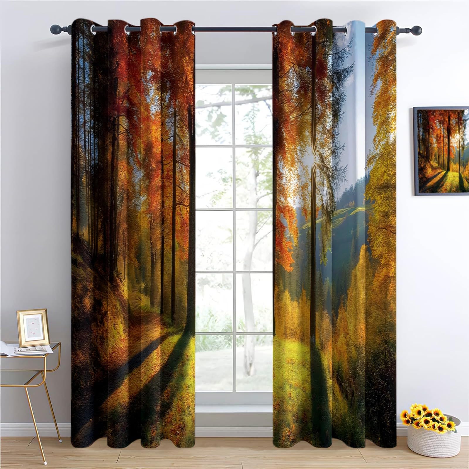 Juego de 2 cortinas opacas para niños, 260 x 140 cm, con ojales, opacas, térmicas, opacas, para habitación infantil, color naranja