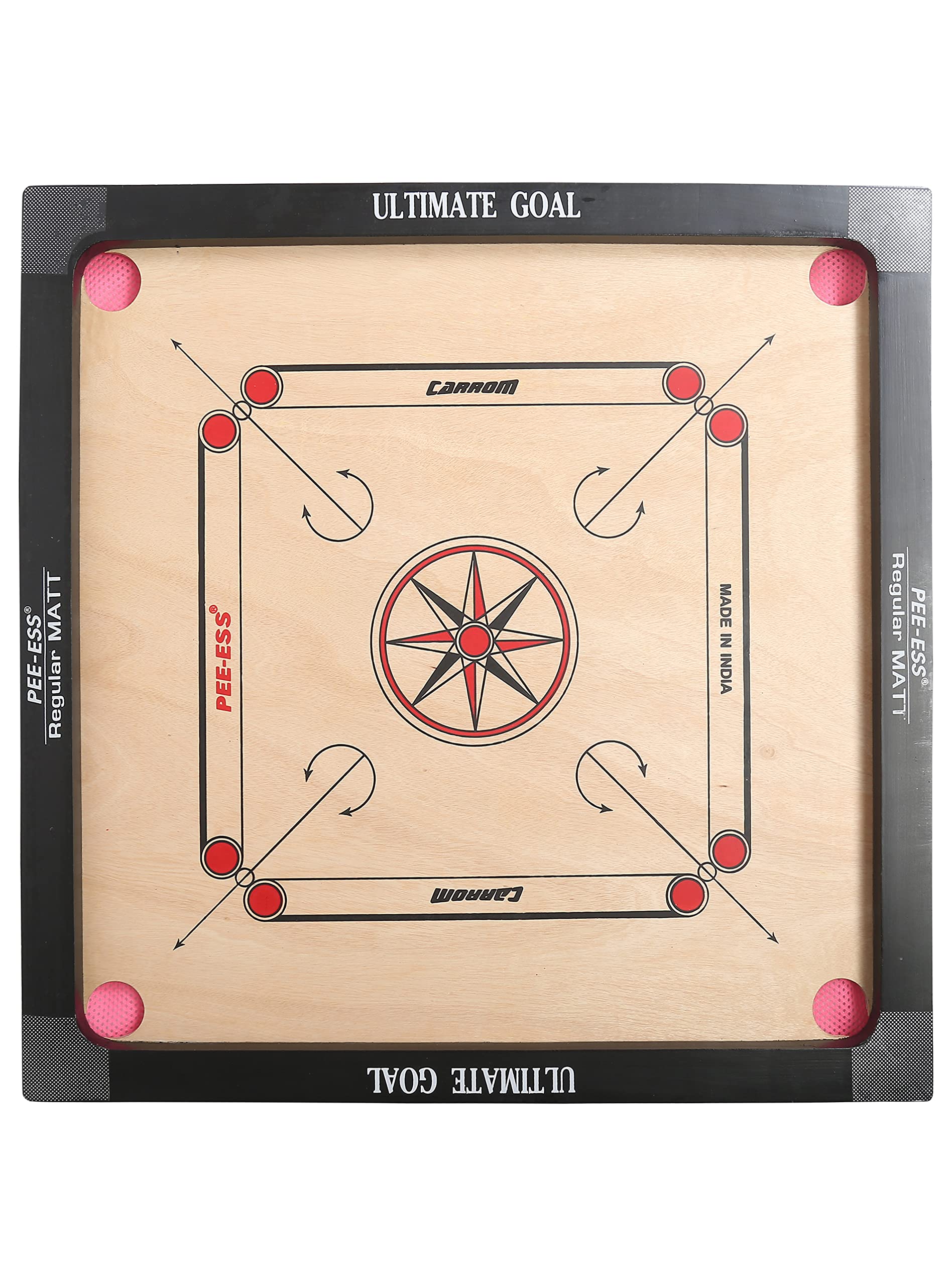 UG Sports Carrom Board | Shiny Gloss Finish Large Size Carrom Board with Coins and Striker for Kids and Adult - 26 x 26 Inch