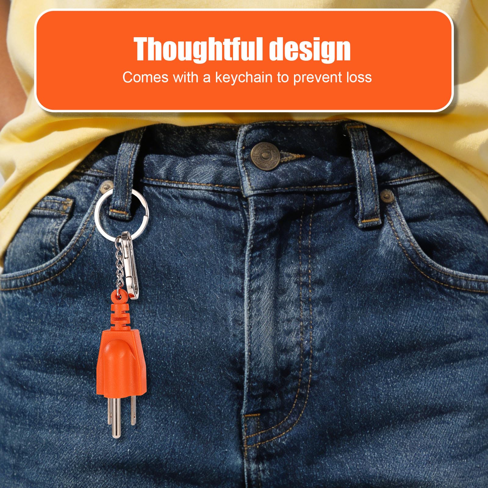 3pcs Generator Grounding Plug with Keychain, Neutral Ground Bonding Adapter 5-15P to 5-15R/TT-30R for Inverter Generators RVs Trailers & Camping (Orange) - 4