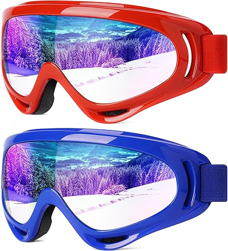 Braylin Paquete de 2 gafas de esquà de nieve, gafas de snowboard para hombres, mujeres, jóvenes, niños, niños o niñas, gafas de moto de nieve Braylin Paquete de 2 gafas de esquà de nieve, gafas de snowboard para hombres, mujeres, jóvenes, niños, niños o niñas, gafas de moto de nieve