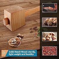 Vista 7 de Mazo de madera de 9.6 pulgadas, martillo de hielo de madera de haya maciza, herramienta de mano de carpintero sin daños para carpintería, tallado