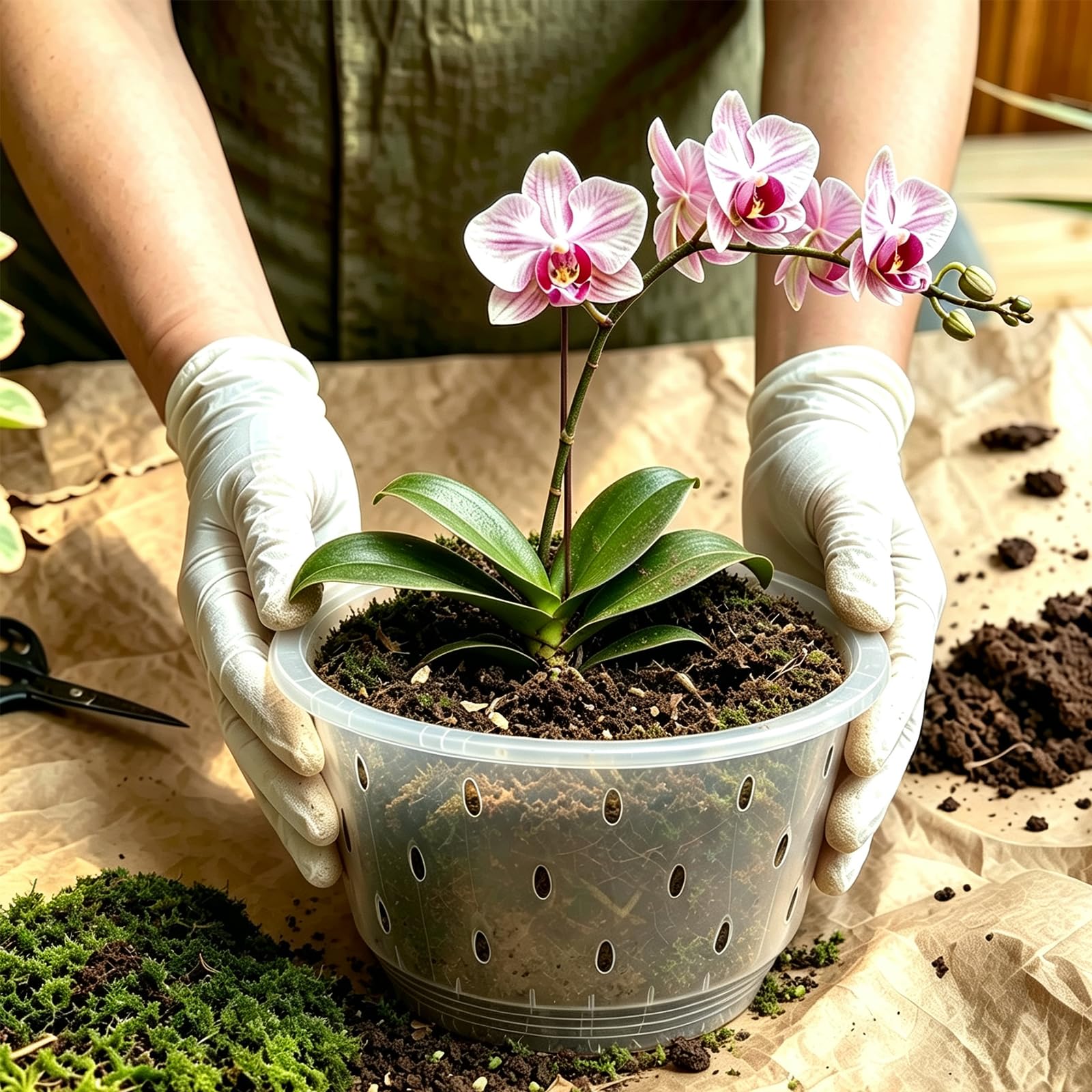 Lot de 12 pots à orchidées transparents de 20 cm avec trous, pots de fleurs en plastique transparent pour plantes et rempotage, pots de fleurs de jardin pour la maison et le bureau