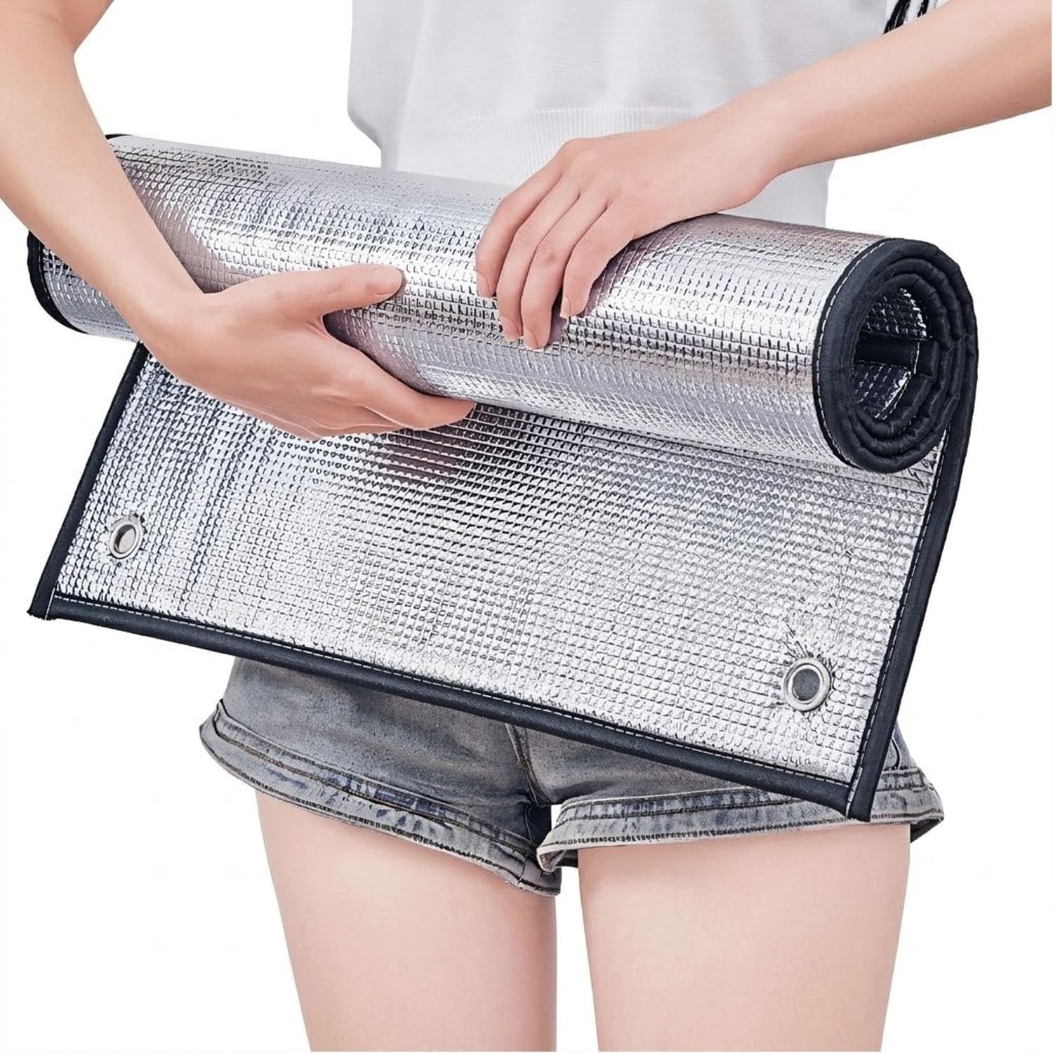 Pellicola Anti-Calore Per Vetri Finestre, Pannello Termoisolante Oscurante | Privacy Caldo E Freddo, Protezione Solare Interne, Con Ventose Per Veranda Balcone Tetto Camper(100x290cm)