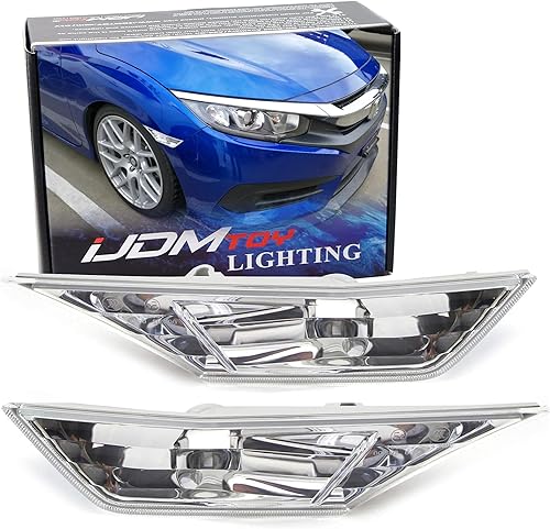 Miniatura 10 de (2) Luces iJDMTOY con señalización lateral clara JDM, izquierda o derecha, para Honda Civic SedanCoupe 2016, décima generación