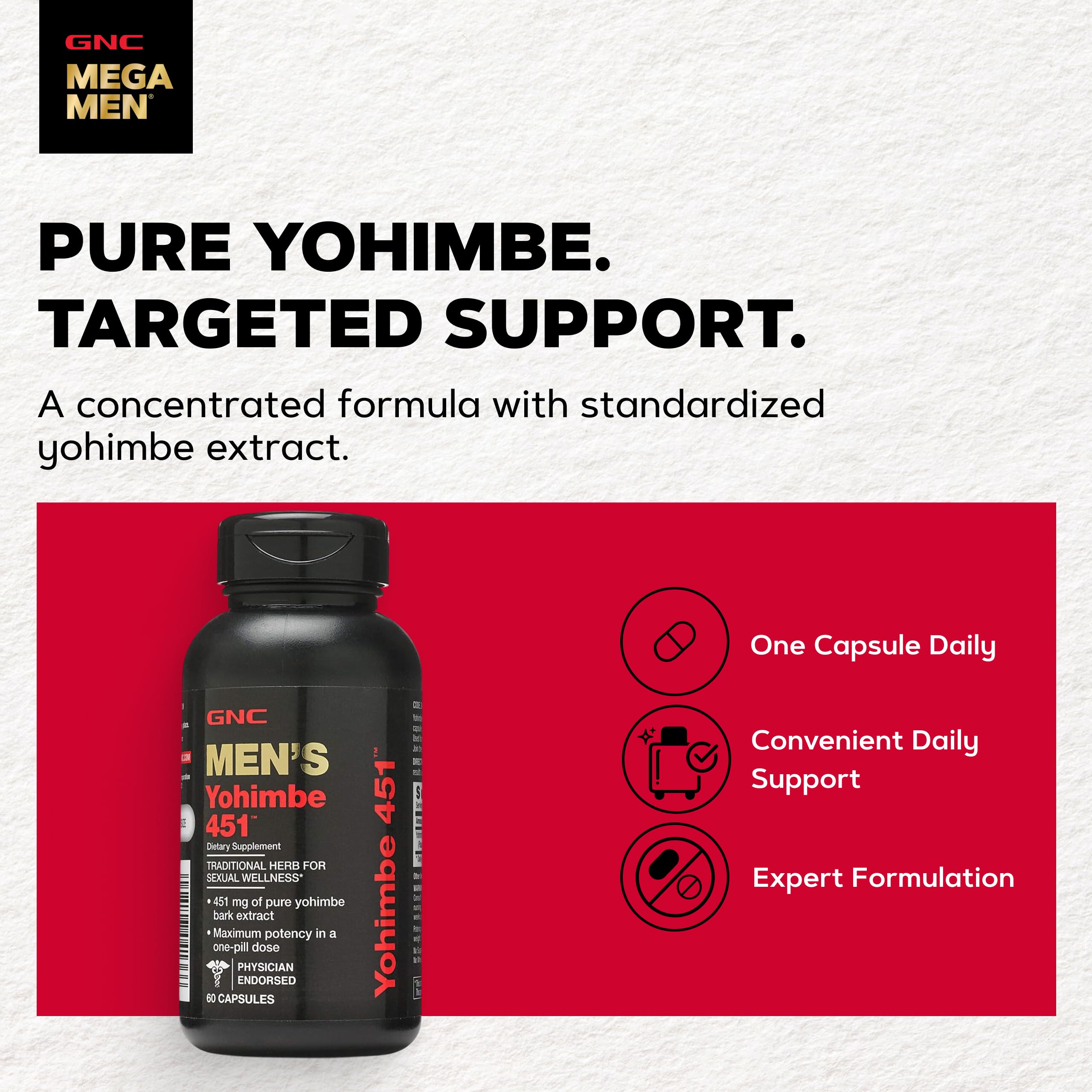 GNC Men's Yohimbe 451 Supplement, Pure Extract, 60 Capsules — Amazon image 3