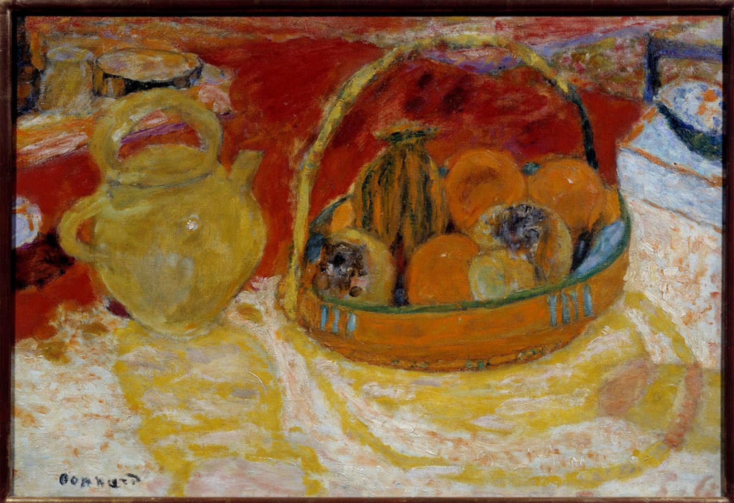 SERENDIPITP Vintage Picture Print on Canvas Wall Art Poster Yellow and Red Still Life Painting by Pierre Bonnard Artwork Print Poster for Wall Decor 60x90cm