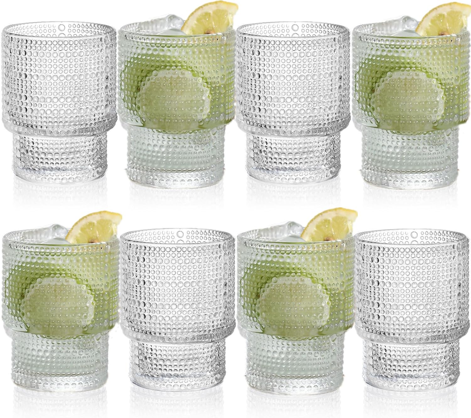 Amazon.com | ZOOFOX Set of 8 Juice Glasses, 7 oz Heavy Base Hobnail ...