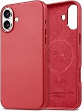 TUCCH Custodia per iPhone 16 Plus Pelle Sintetica Magneti Incorporati Ricarica Wireless Antiurto Antigraffio Cover Posteriore Antiscivolo Protezione Sottile per iPhone 16 Plus 5G 6,7 - Rosso Lampone