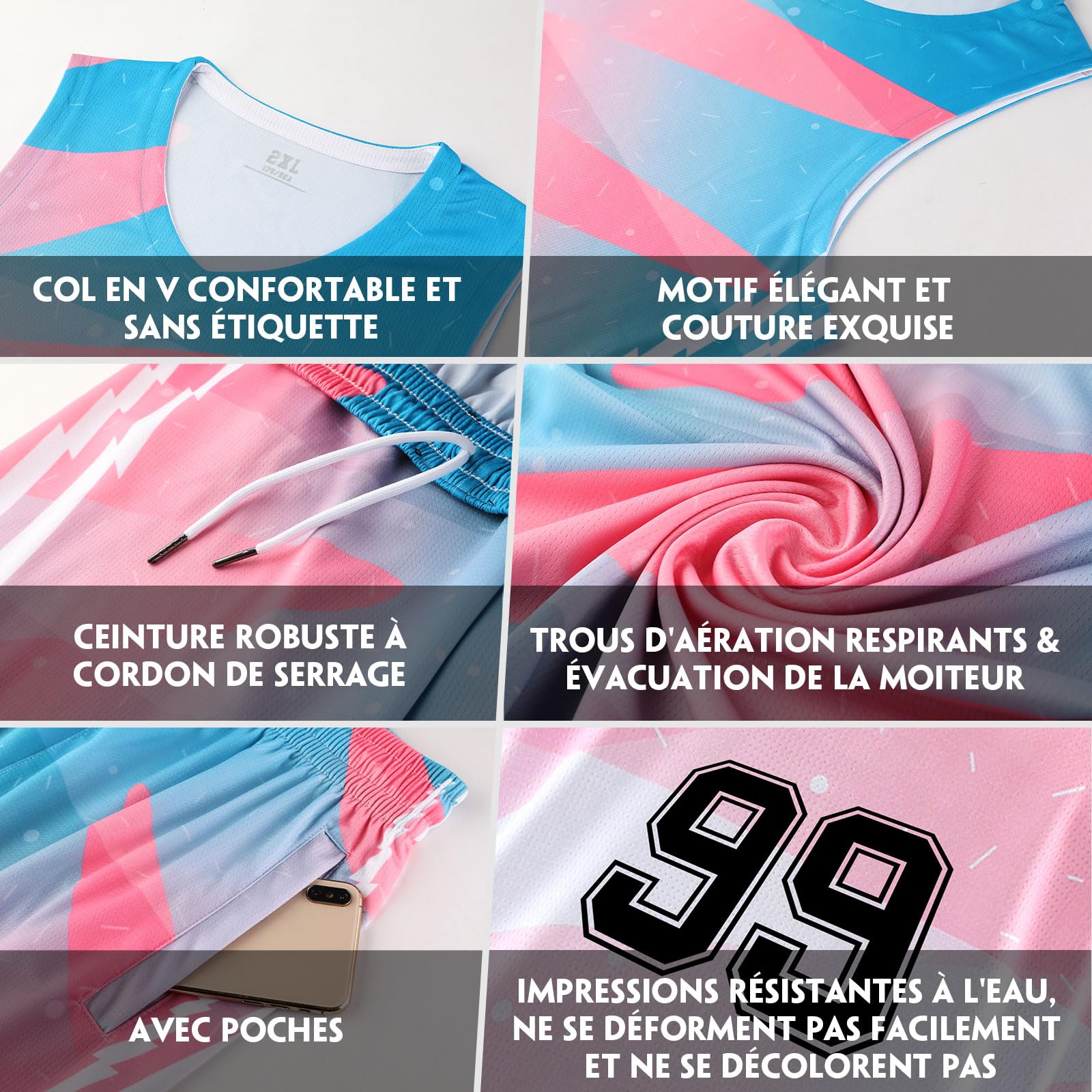 Maillots de Basket Enfant personnalisés Nom, numéro, Logo de l'équipe Maillots de Basket nom de l'équipe