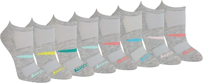 Saucony Women's RunDry Performance Super Lite No-Show Athletic Socks, (8 Pairs)