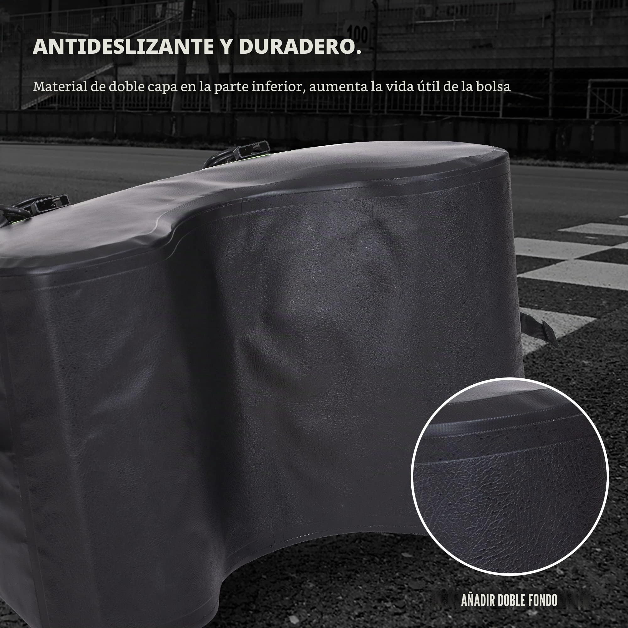 WILD HEART Bolsa de Asiento Trasero de Motocicleta en Forma de U 50L Impermeable Cola Bolsa de Lona Equipaje de Moto con Correa (Negro)