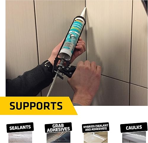 Miniatura 4 de Everbuild Pistola aplicadora de cartucho adhesivo y sellador de flujo estupendo, con barril giratorio, mango de agarre suave, para cartuchos de