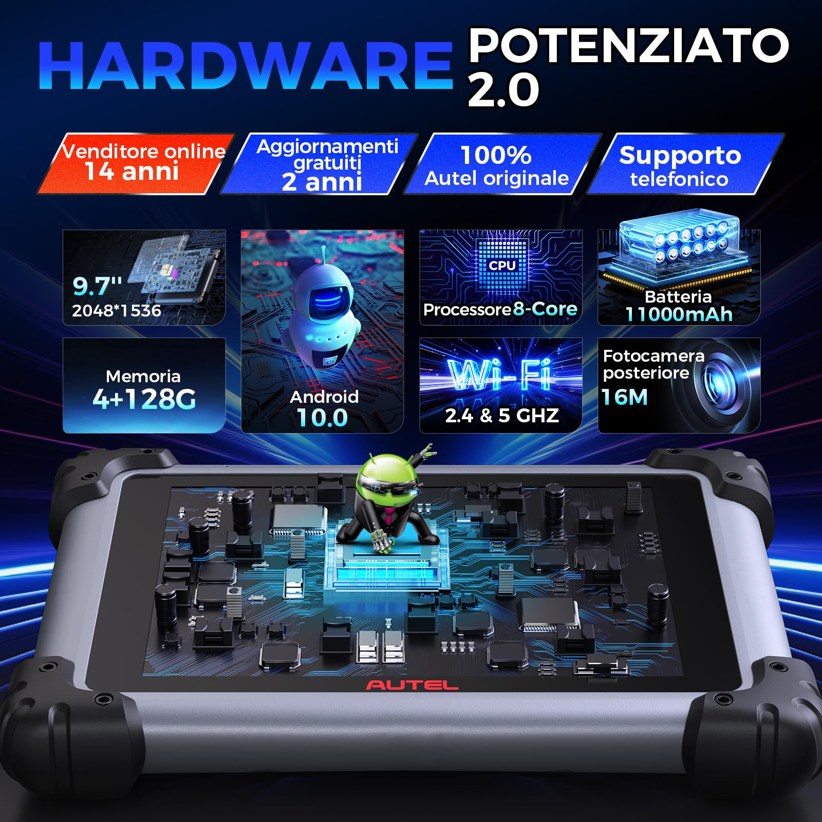 Autel MaxiSYS Elite II PRO OBD2 Auto Diagnostica: 2 Anni Aggiornamento[€2590] Diagnosi Auto Professionale, J2534 Programmazione e Codifica, Su di MS908S Pro II, 40+ Servizio, 3K+ Test Attivi, FCA SGW