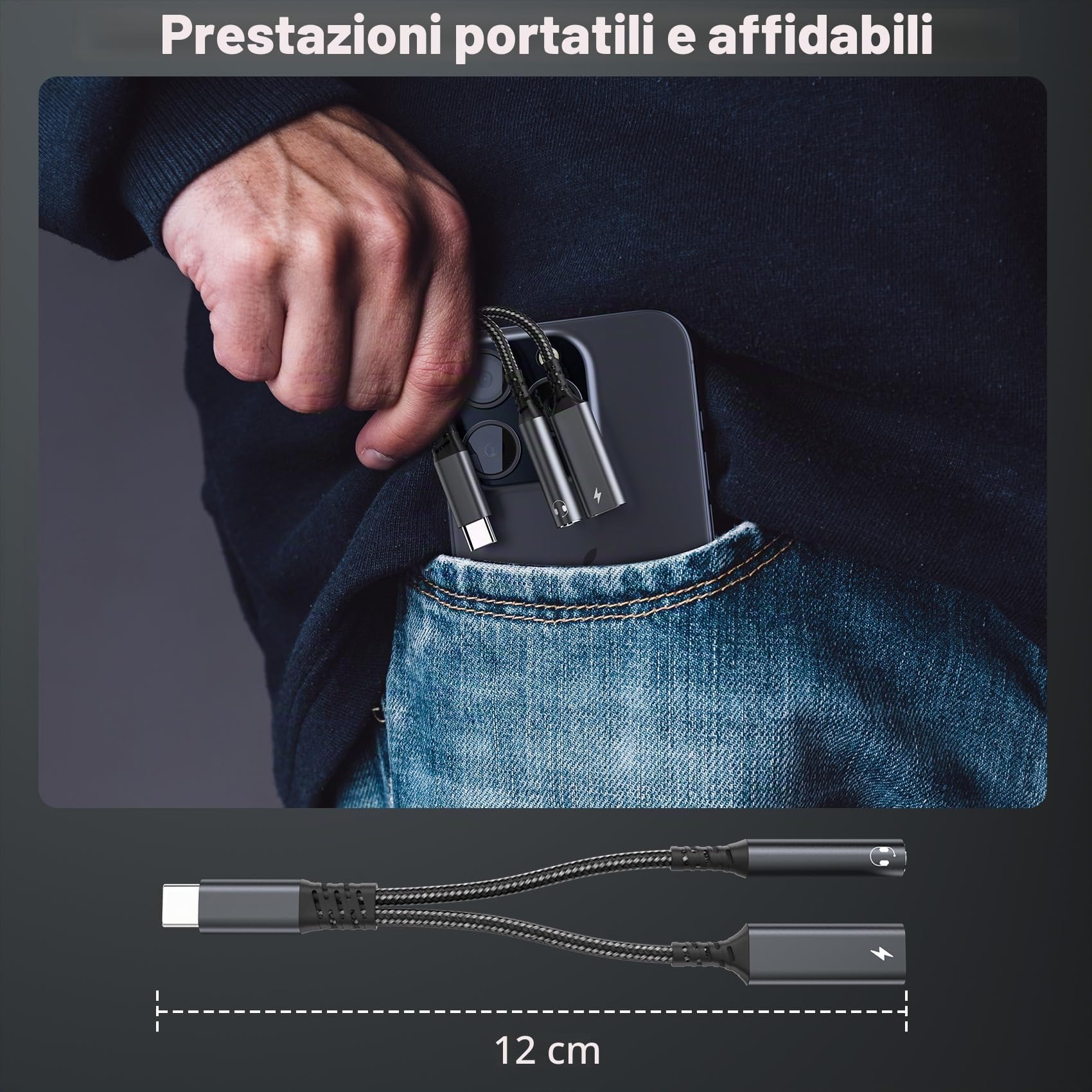 Adattatore e Ricarica per Cuffie USB C, 2 in 1 Jack da 3,5 mm USB C PD 60W Ricarica Rapida per Auricolari Splitter C ompatibile con iPhone 15/Pro/Max, Samsung S24/S23, Hua wei usw