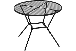 Outsunny Metal Mesh Patio Table: Conversation-Starting Elegance for Outdoor Spaces