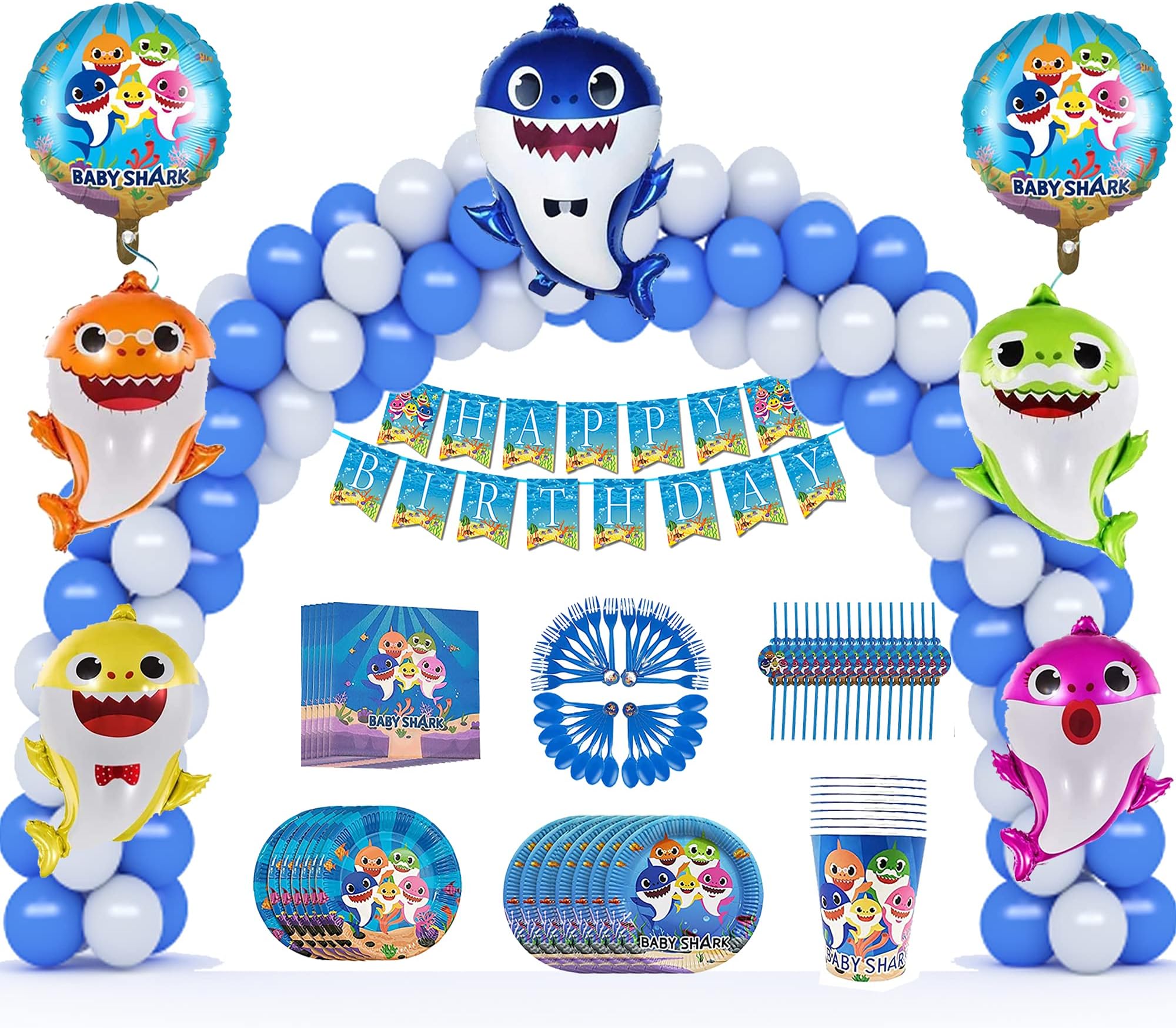 Golden Crown Baby Shark Party Supplies and Birthday Decorations, 9