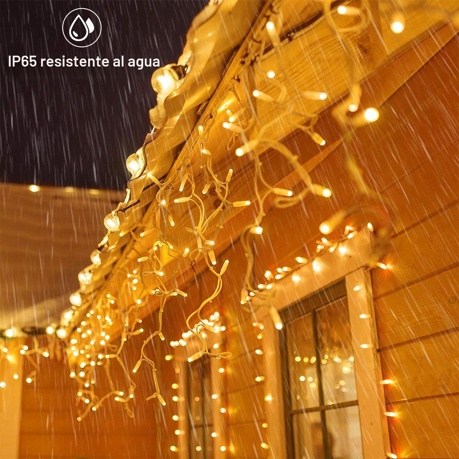 Solares Guirnaldas Luces Carámbano Exteriores, 8 M 288 LEDs Luces Navidad con 8 Modos, Impermeable Guirnaldas de luce Cortina para Courtyard Navidad, Fiesta, Jardín