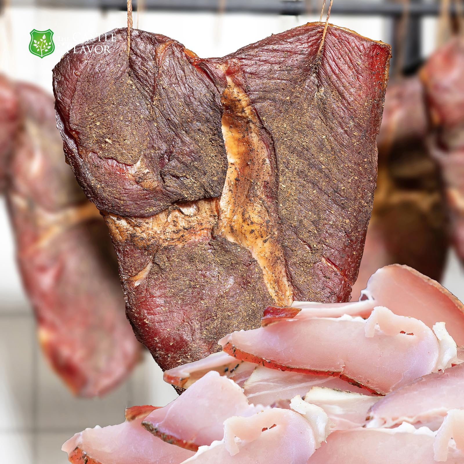 The Castle of Flavor Polnisches Trockenfleisch- und Wurstset 1,86 kg | 12 vakuumverpackte Spezialitäten: Rind, Ente, Schinken, Salami, Wurst, Schwein und Schmalz; zum Probieren oder Verschenken.