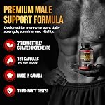 Power Male Formula - Panax Ginseng, Maca, Ashwagandha, Ginkgo Biloba and more | 7 Powerful Ingredients | 120 Capsules | 60 Days Supply | Promotes Energy, Stamina amd Endurance | Made in Canada.