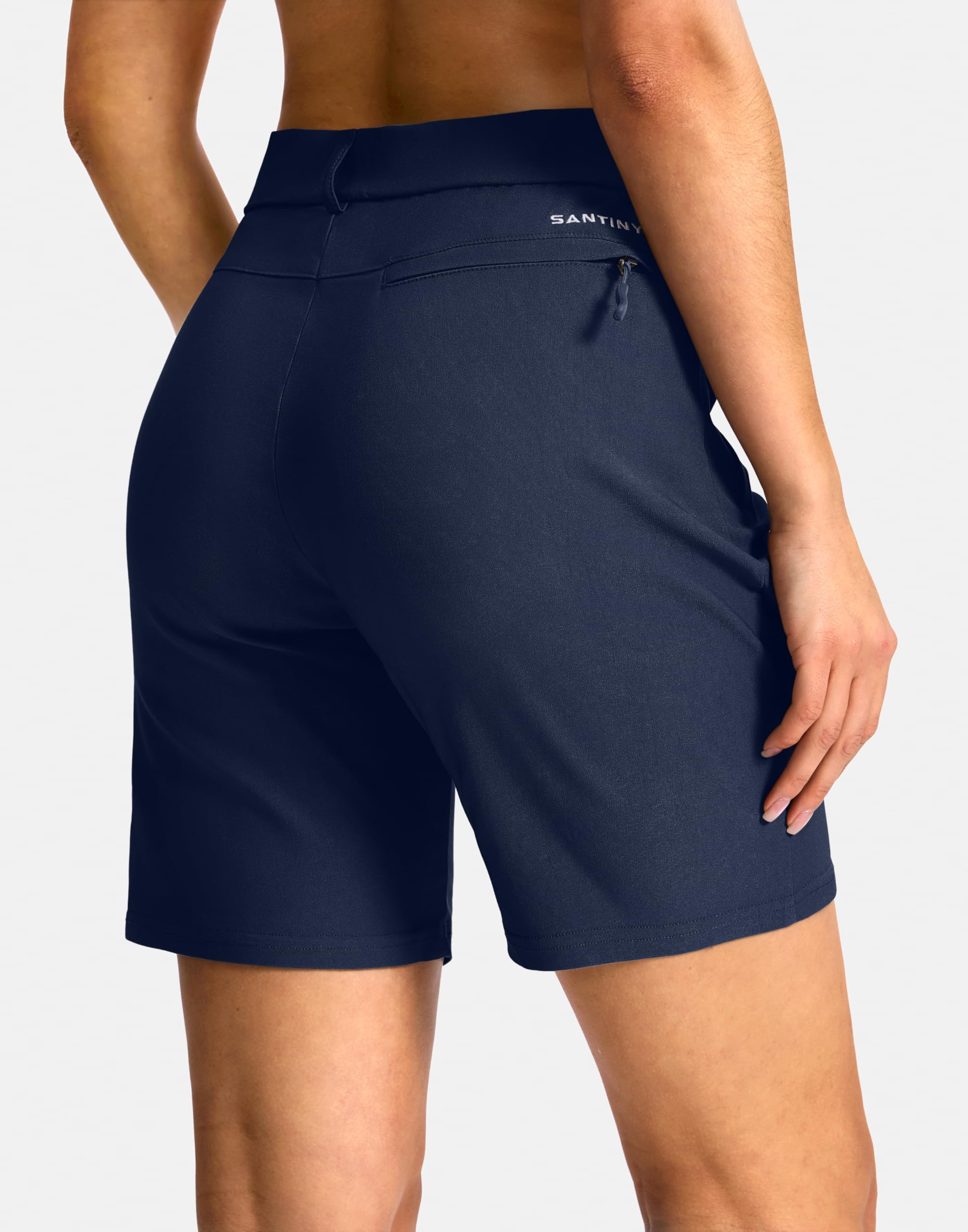 SANTINY Women's 5"/7" Hiking Golf Shorts with 3 Pockets Stretch Quick Dry Outdoor Travel Work Shorts for Women Casual Summer — view 2