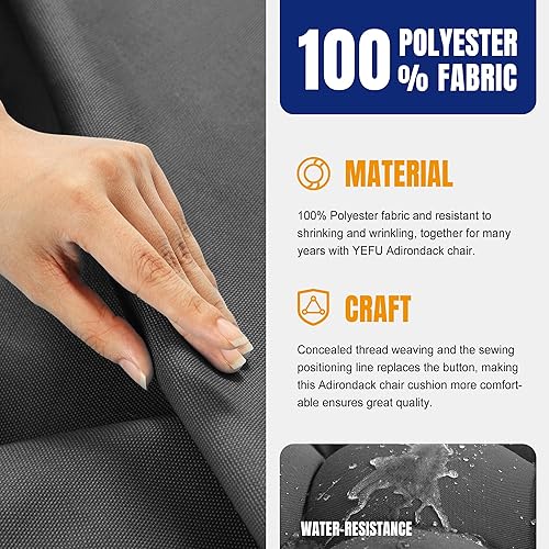 Miniatura 3 de YEFU Adirondack - Juego de 4 cojines para silla mecedora, con respaldo alto, almohadillas gruesas para sillas de patio para interiores y exteriores,