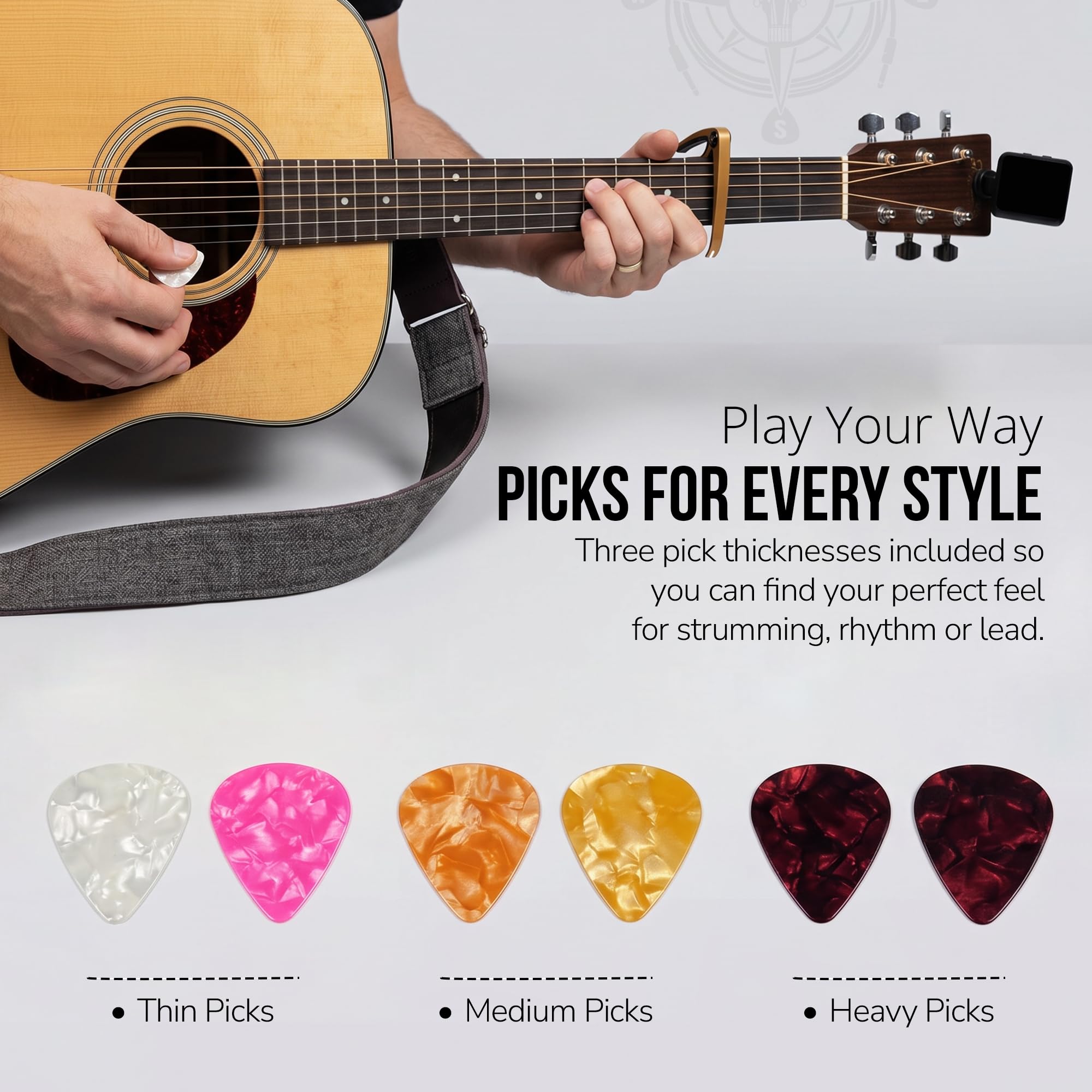 Acoustic Guitar Accessories Kit - Rechargeable & Premium -8