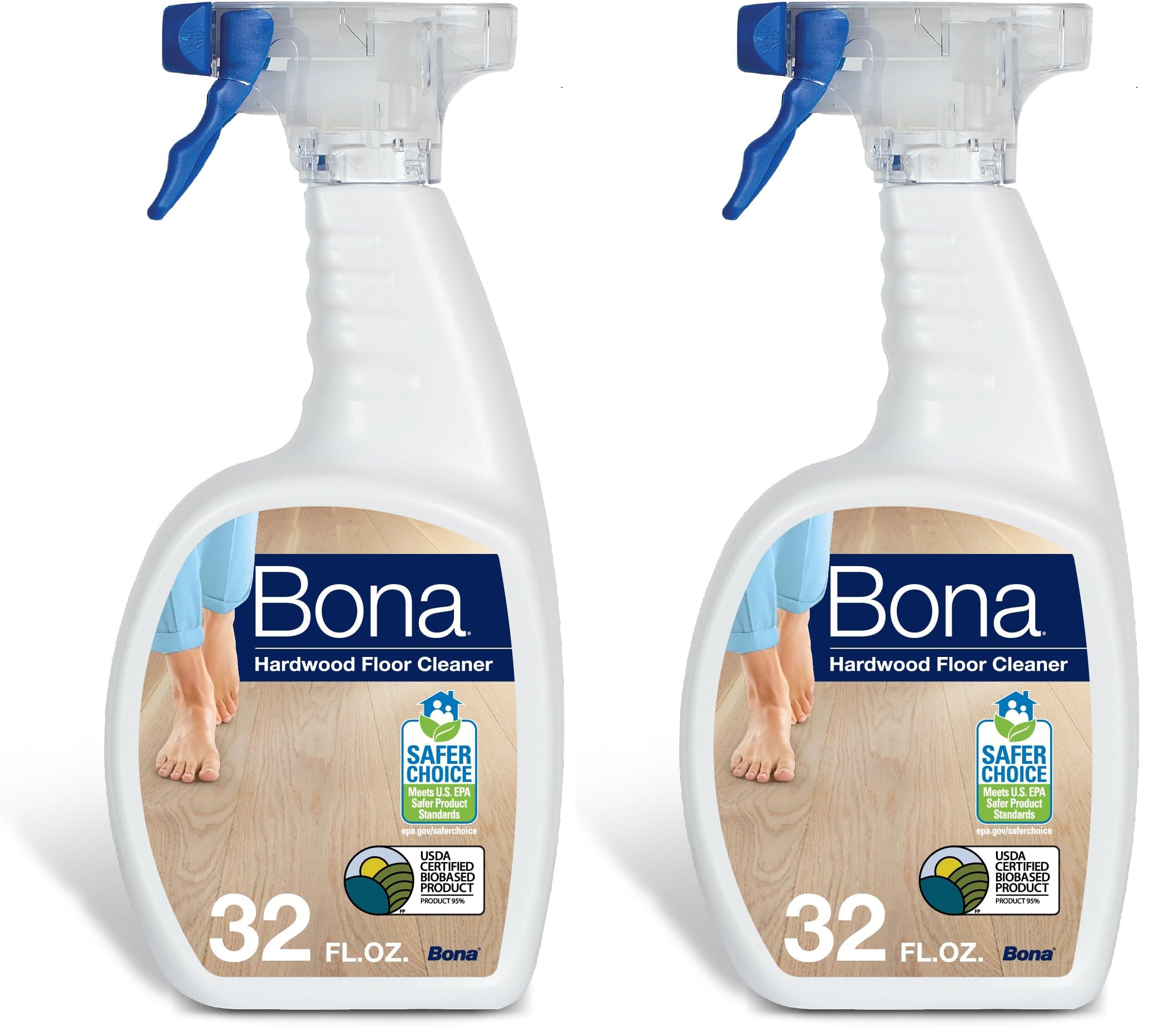 Bona Hardwood Floor Cleaner Spray (2x32 fl oz) | Residue-Free Wood Floor Solution - main product image