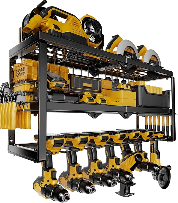 Heavy-Duty Power Tool Organizer with Drill Holders