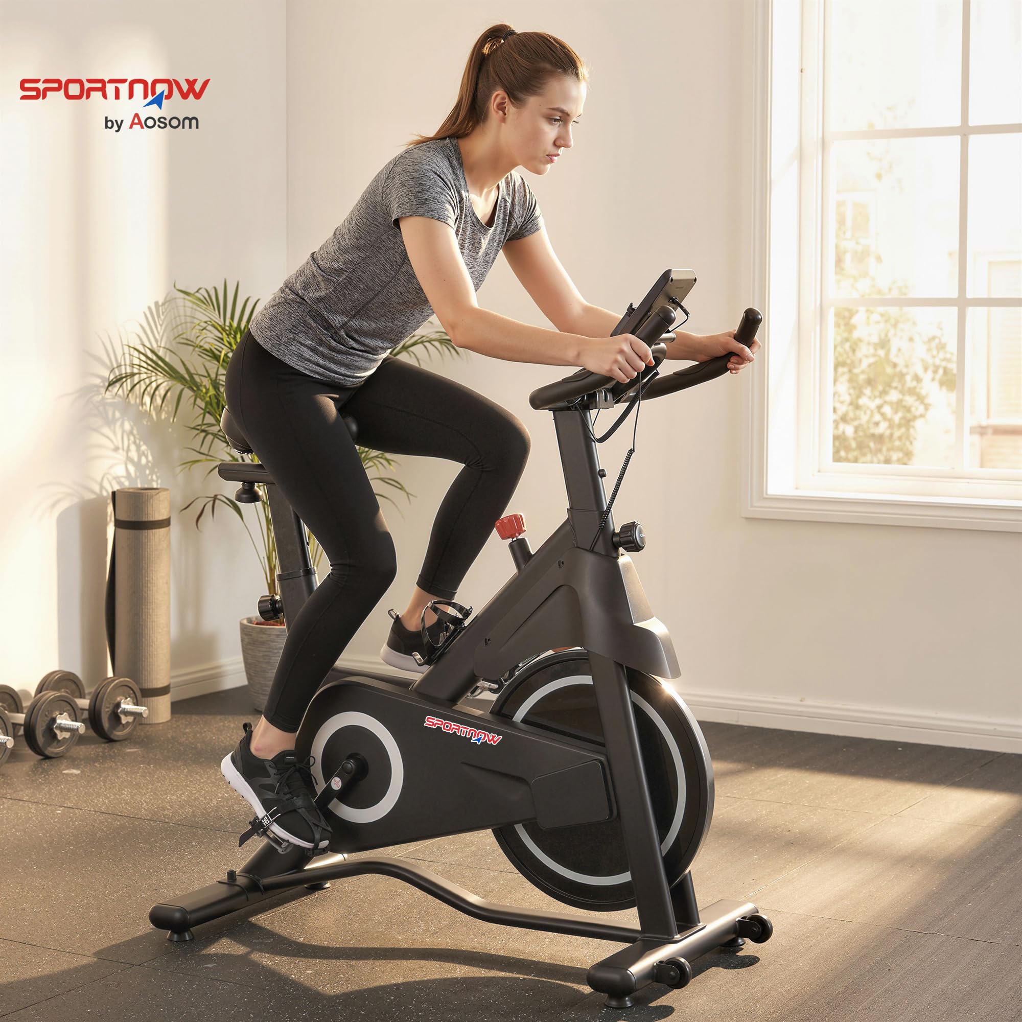 SPORTNOW Vélo d'Appartement avec Résistance Magnétique Réglable, Vélo d'Appartement avec Écran LCD, Siège Confortable, Selle et Guidon Réglables, pour Entraînement Cardio, Capacité 120 kg