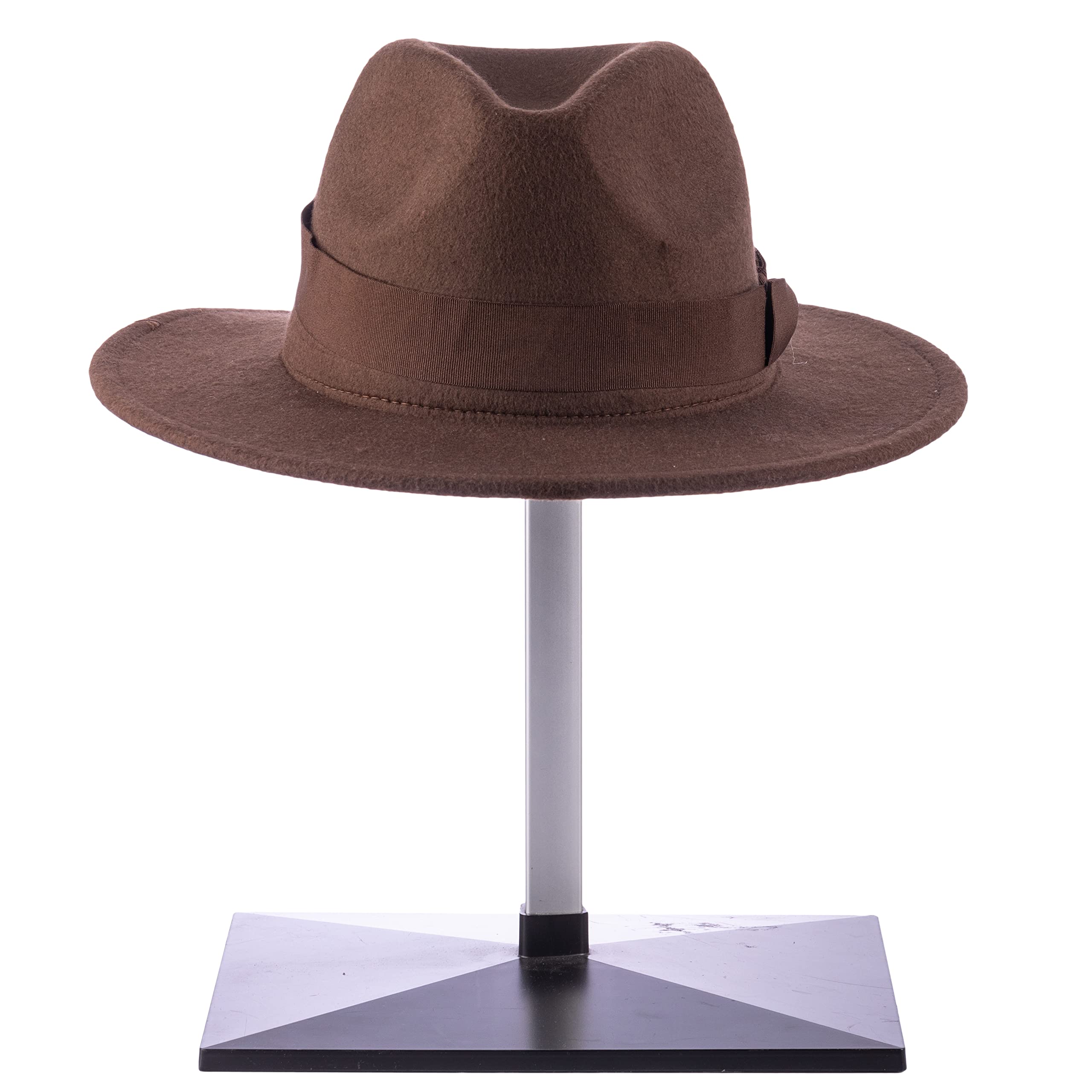 Tiff-KMens Costume Accessory Adventurer Explorer Fedora Hat Cowboy Wide Brim Outdoor Cap Halloween Cosplay Props Brown