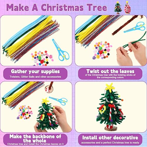 Miniatura 5 de Liliful 5522 piezas de suministros de arte y manualidades para niños pequeños, incluye limpiapipas, pompones, papel colorido, ojos pegajosos,