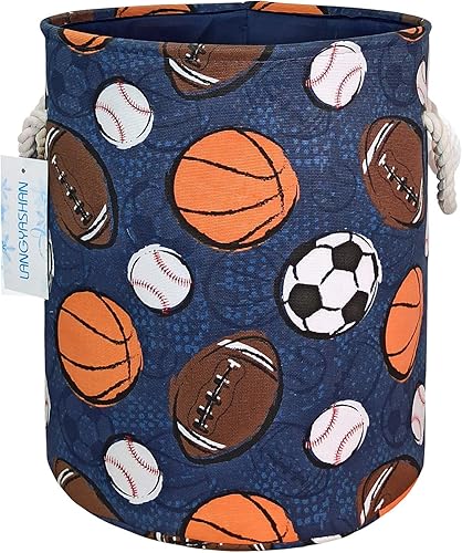 Langyashan - Cesto de almacenamiento plegable de tela de lona para dormitorio, ropa, habitación del bebé, juguetes y cesta de regalo