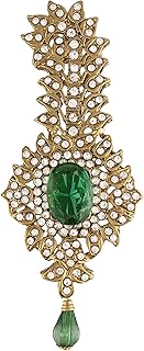I Jewels Gold Plated Traditional Stone Pearl Drop Safa Kalangi Brooch for Groom/Men/Dulha Pagadi (SM52)