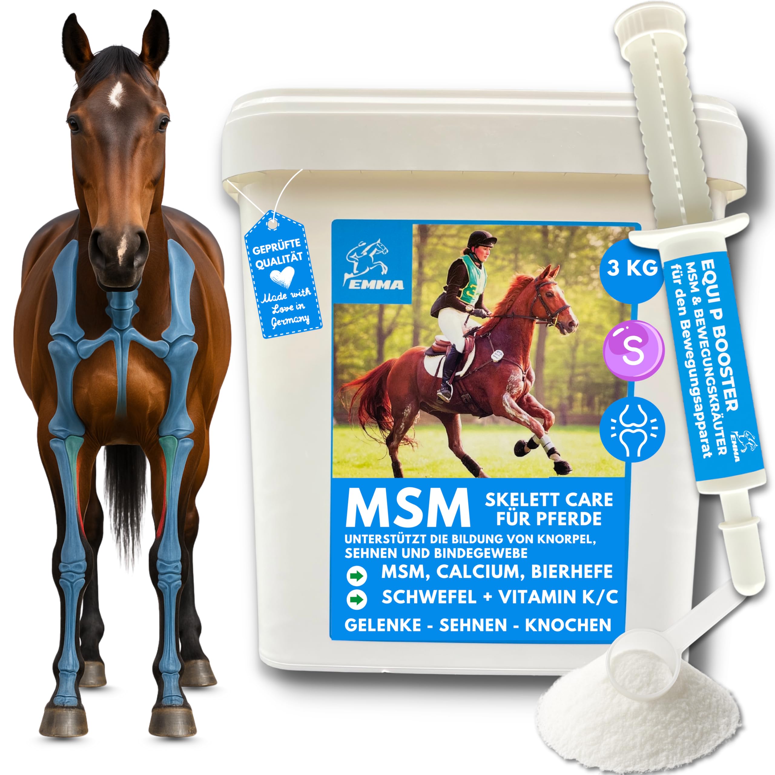 EMMA MSM Pferd Set – Pulver 3 kg Plus Paste 30 ml