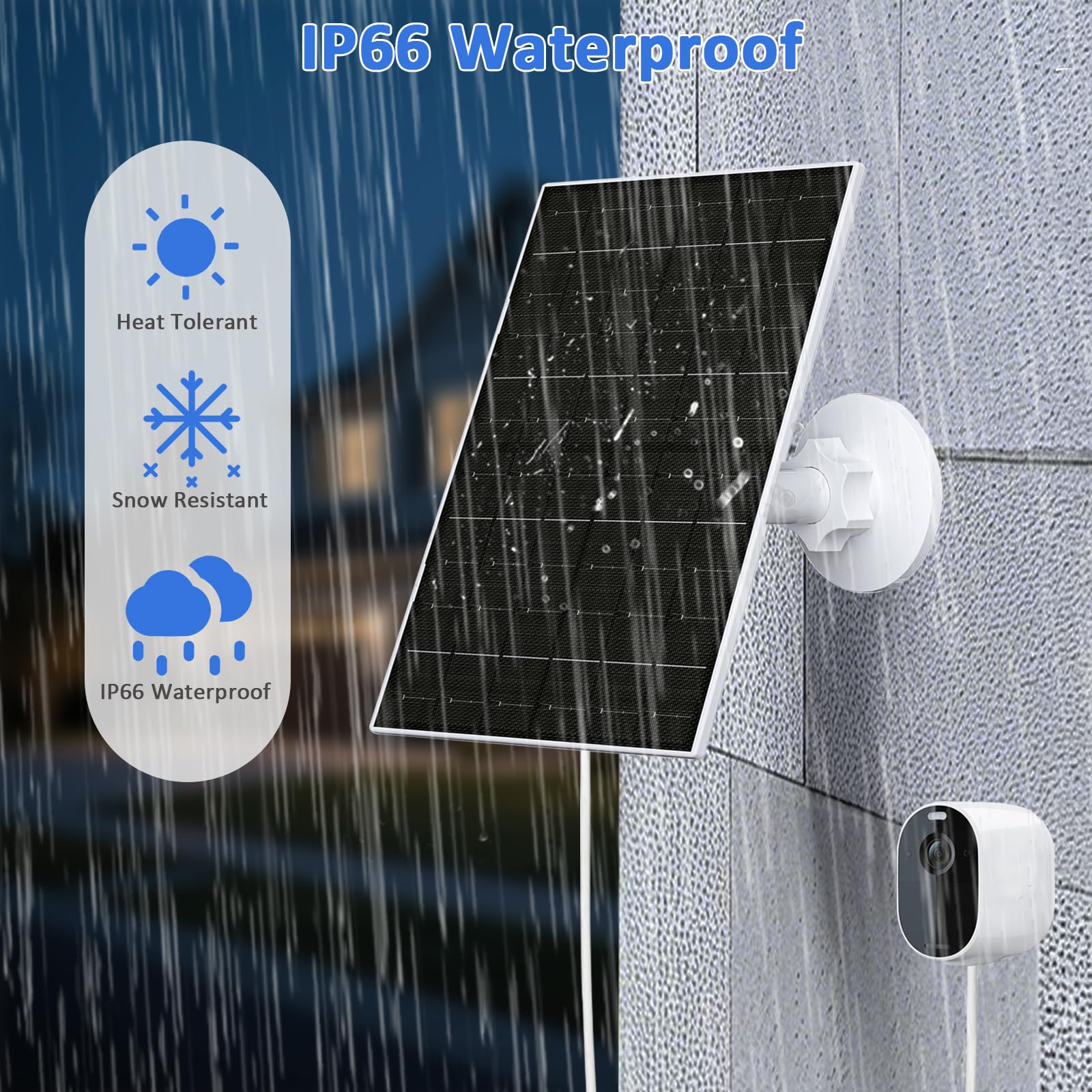 FUTUREZEN Panel słoneczny 6 W do kamery Arlo, ładowarka solarna kompatybilna z aparatami Arlo Essential 2K (2. generacji), Essential XL i Spotlight, wtyczka USB C i Micro USB, wodoodporność IP66