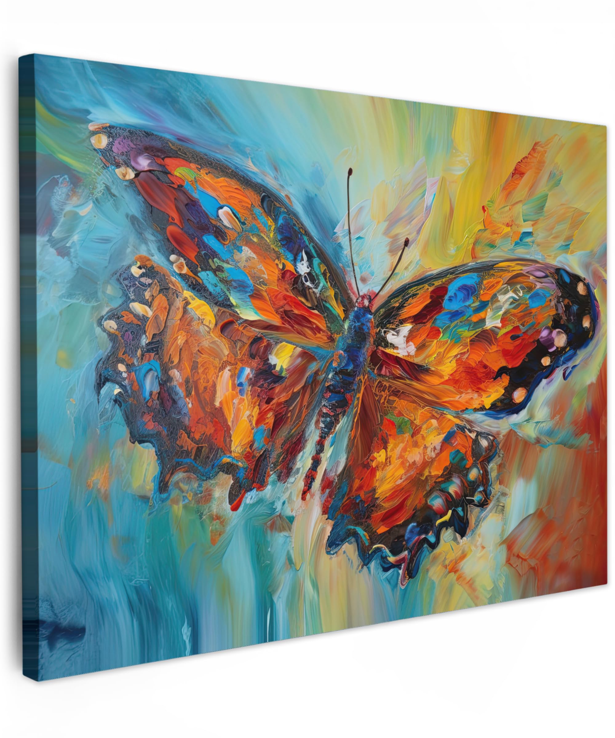 MuchoWow© Canvas Wall Art 28"x20" / 70x50 cm Decor Prints for Living Room Decorative Canvases Hall Artwork Butterfly - Colours - Art - Painting — image 1