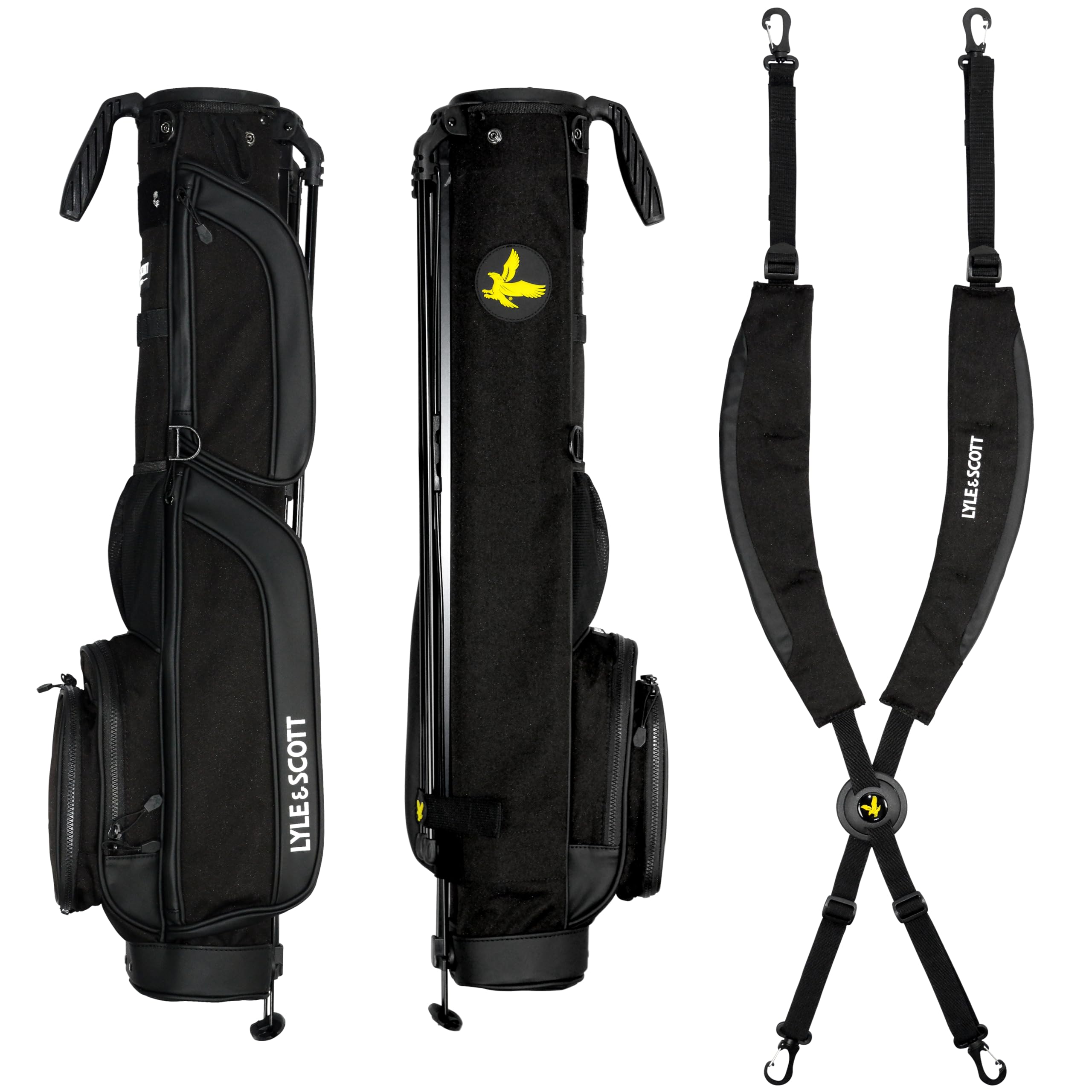 Lyle and Scott Gleneagle - Sacca da golf leggera da uomo con divisore a 3 vie, tasca termica fresca, manico resistente, supporto retrattile, cinghia imbottita, borsa da golf