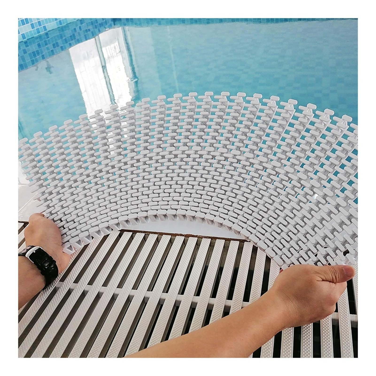 Griglia antiscivolo in ABS per scarico della piscina, confezione da 10, 25 x 100 cm, copertura in plastica, resistente per una gestione sicura del flusso d'acqua