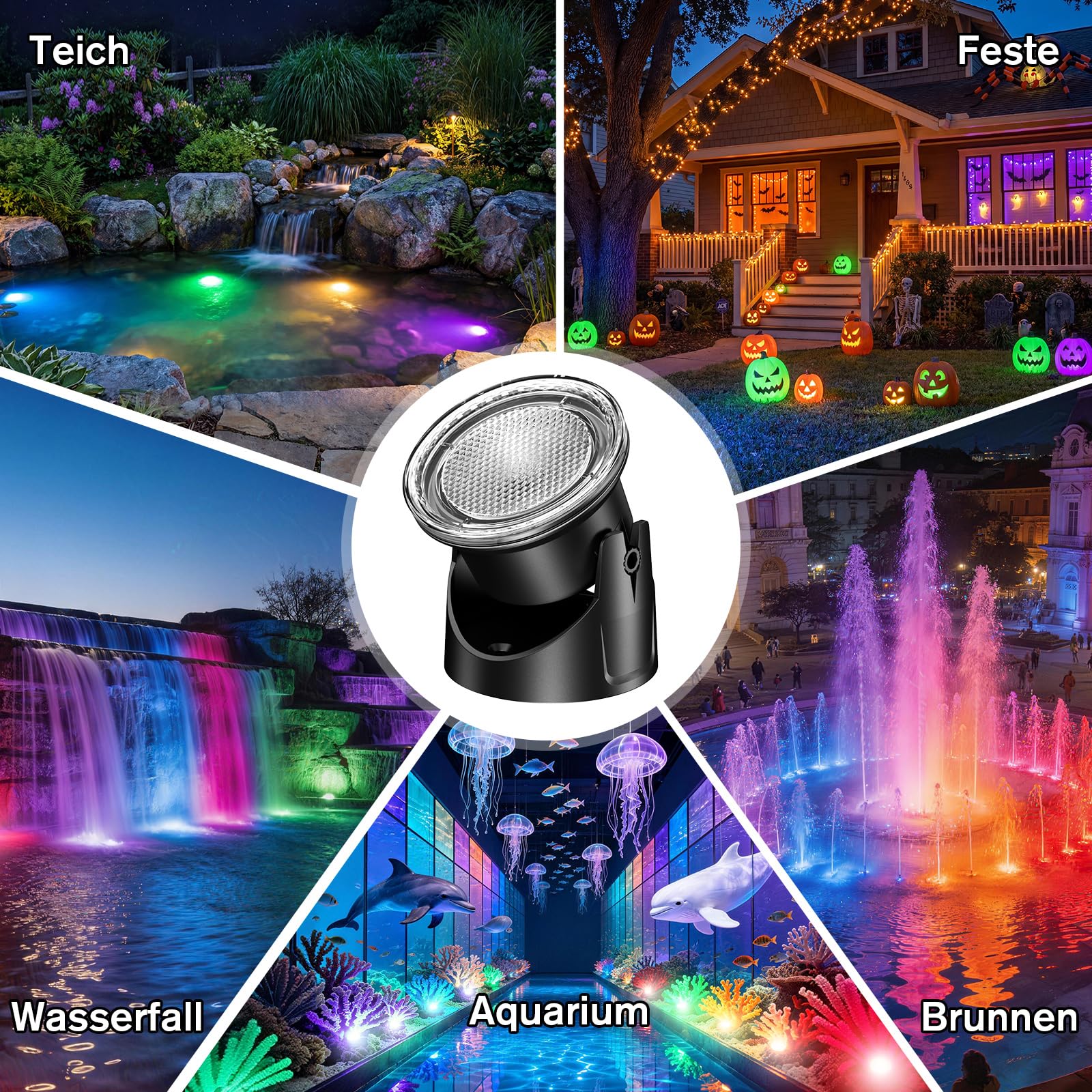 POPOSOAP Projecteurs Sous-Marins RGB avec Minuterie, 20 Couleurs Réglables Lampe LED Submersible IP68 Étanche, Télécommande pour Étang Jardin Piscine Aquarium Décoration (Lot de 6)