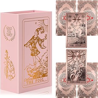 Tarot Cardsï¼ŒGold Tarot Cards with Guide Book Waterproof and Wrinkle Resistant Tarot Gold Foil Tarot Cards for Beginners Tarot Deck Tarot Cards with Meanings on Them Tarot Card Oracle Cards(rose gold)